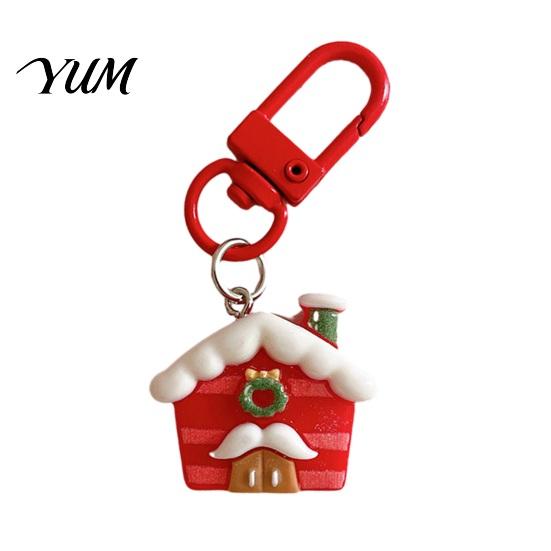 Christmas Party Supplies Theme Keychain, Cartoon Santa Claus Elk Bear Tree Decoration Festive Resin Charms Pendant, Charm Ornament for Bags