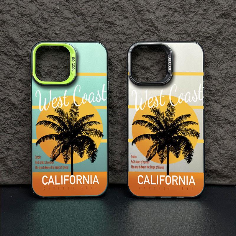 Чехол Coconut Tree Sunset iPhone15Pro для Apple iPhone 14/13/12/11/XsMax/xr/x - модный лазерный дизайн