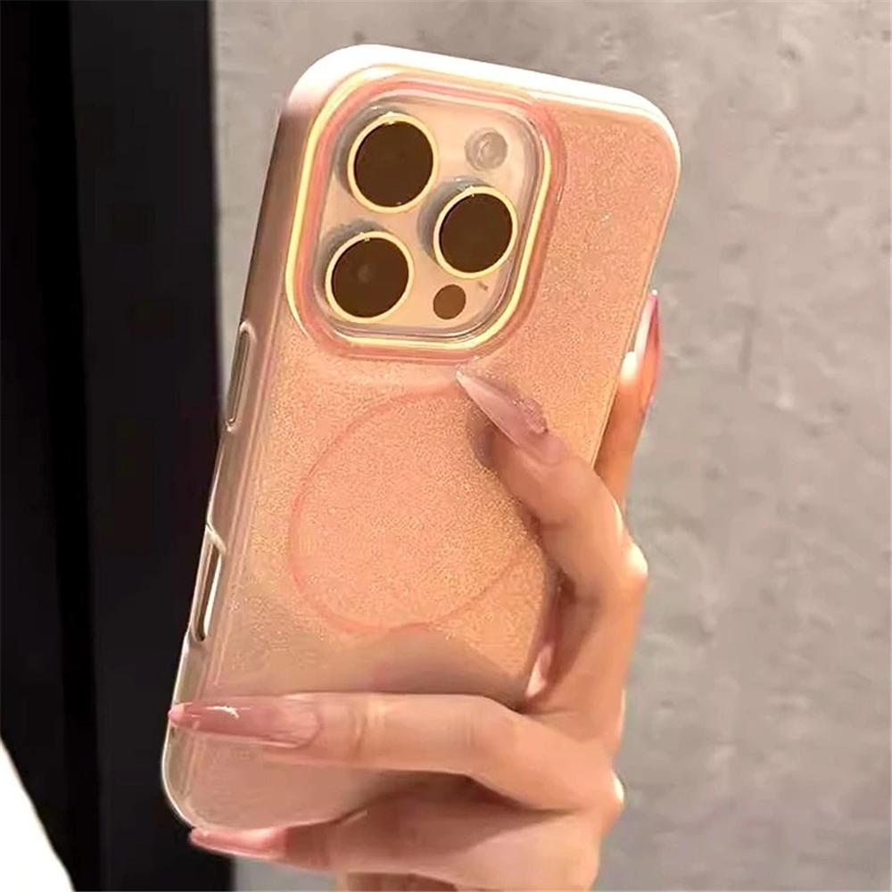 Glitter Wireless Charge Phone Case For For Iphone 11 12 13 14 15 16 Pro Max Plus Magnetic Bumper Back Cover