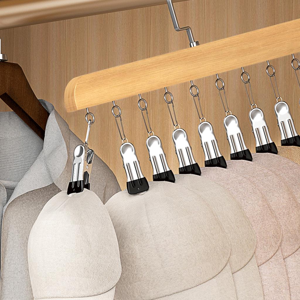 Portable 10-Clip Hanger Space Saving Hanging Closet Organizer Holds 10 Leggings Jeans Hats Shorts Socks for Dorm Room Organizati