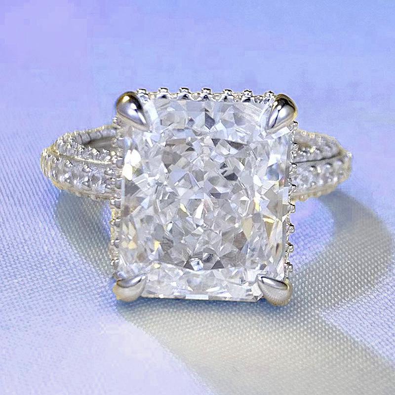 Кольцо с бриллиантом из серебра 925 пробы Hui Zhi Yi 10x12 мм - Европейский и американский бестселлер 2023 года