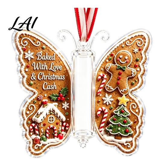 Handy Cash Envelope Alternative 2Pcs Acrylic Butterfly Money Holder Hanging Ornaments Decorative Pendant for Christmas Holiday Display Tree