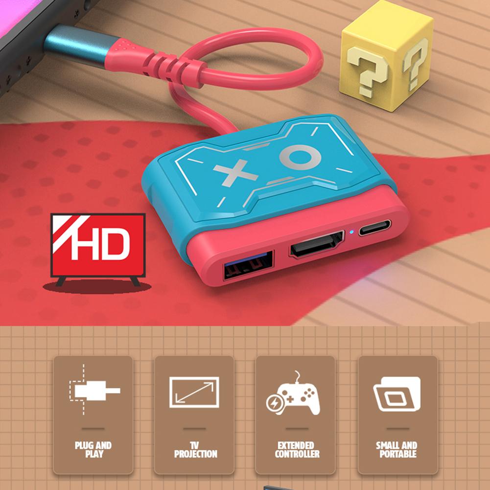 Для Nintendo Switch/Switch OLED Dock TV Dock Портативная док-станция USB C-4K HDMI-совместимый концентратор USB 3.0 Зарядный преобразователь
