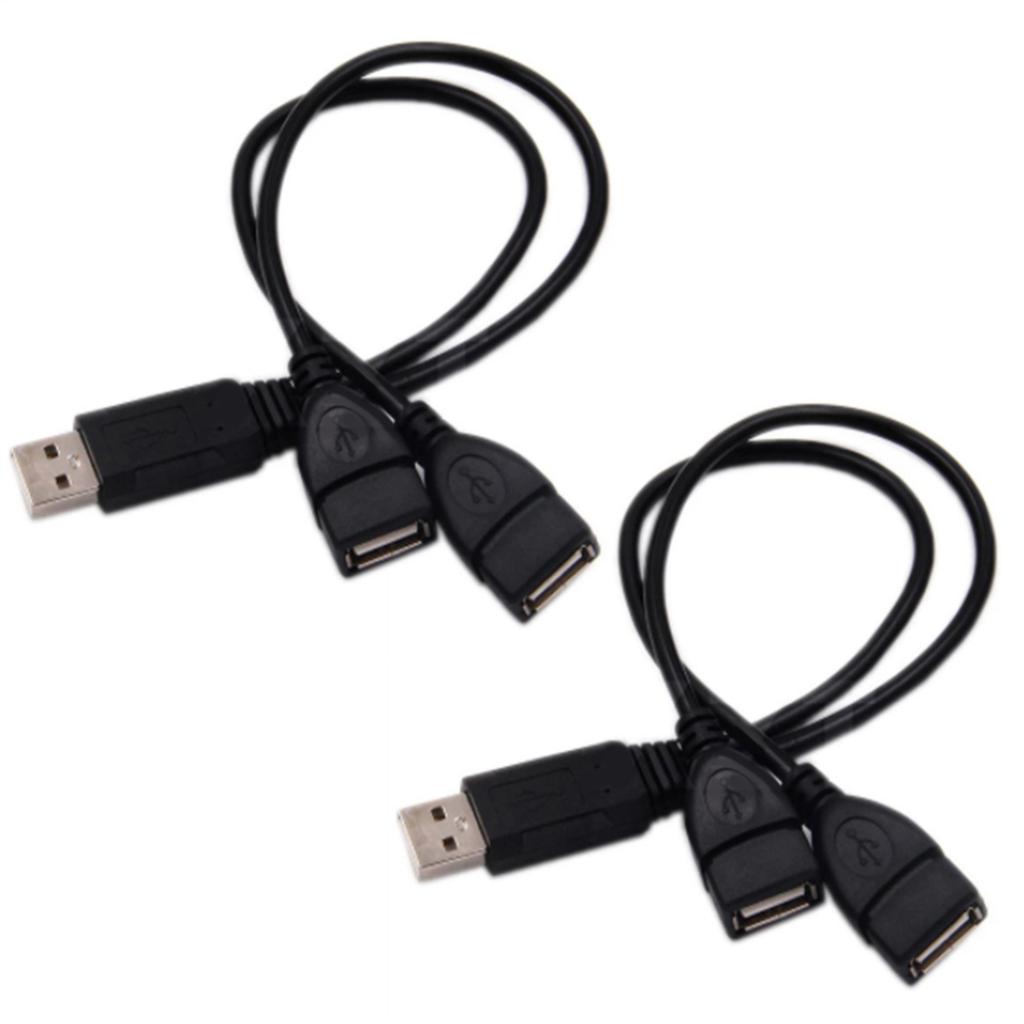 Dual USB Female Expansion Cable with USB A2.0 Male Connector Charging Data Cable for Simultaneous Charging