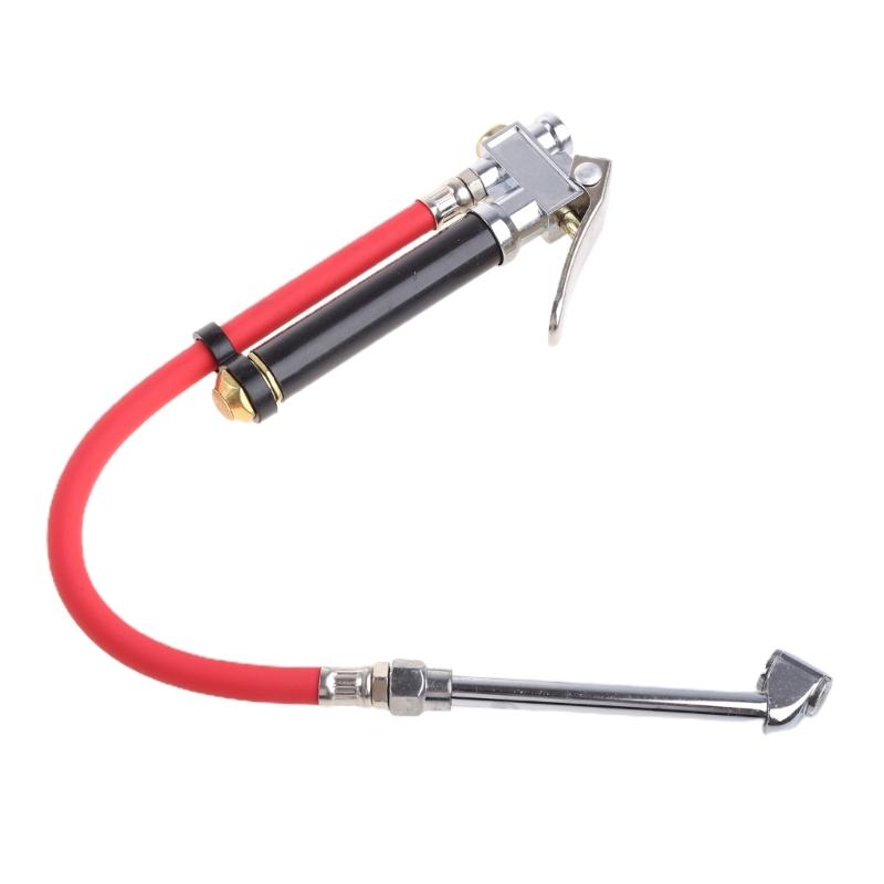 Сверхпрочный байонетный манометр для накачивания шин и колес с давлением 10–120 фунтов на кв. дюйм со шлангом и зажимным патроном «Straight On»