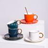 Light Luxury Coffee Cup And Saucer Set, Creative Gold-Painted Ceramic Cup, Afternoon Tea Cup, Gift Cup.