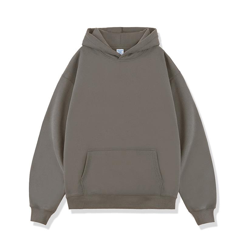 Autumn and Winter Solid Color Blank Plus Velvet Thickened 450g Hooded Sweatshirt Men Heavy Hoodie Men's Clothes