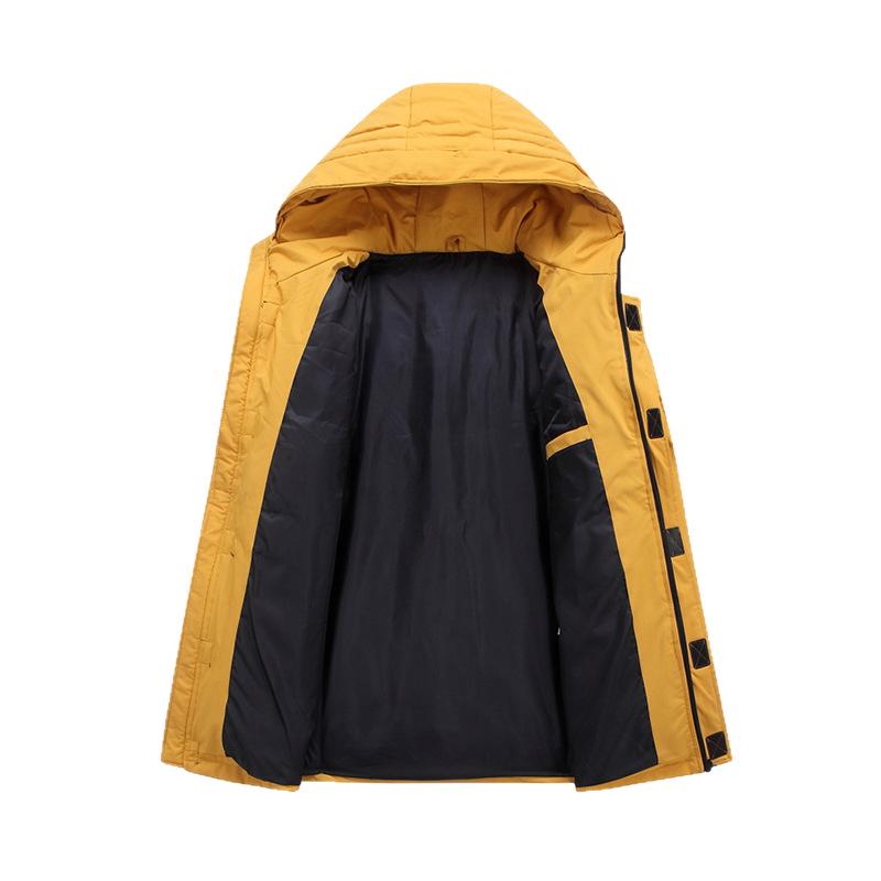 Youth Hooded Cotton-Padded Jacket: Men's Mid-Length Casual College Style Workwear, Cold-Resistant School Uniform