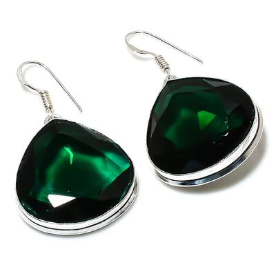 Серьги из серебра 925 пробы с хромдиопсидом, ручная работа, 1,77 дюйма B8u98