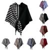 Women's Fashionable Striped Print Knitted Shawl Wool Open Collar Shoulder Top Shawl Scarf