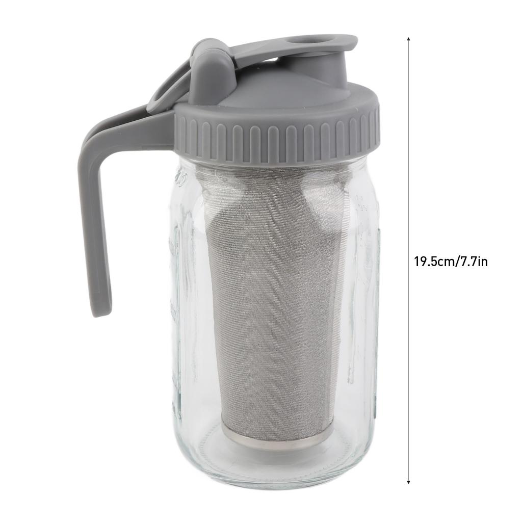Glass Mason Jar Pitcher with Lid Wide Mouth Large Capacity Leakproof Glass Jug with Filter Lid Cold Brew Pitcher for