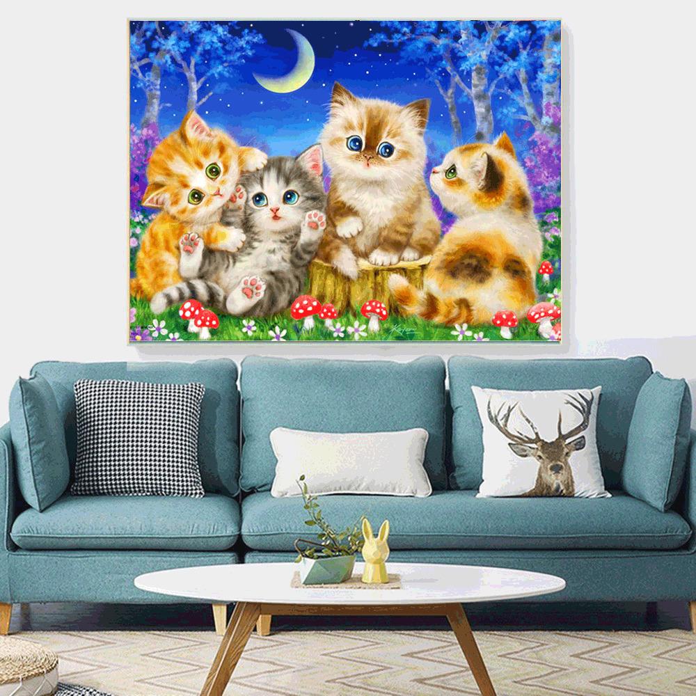 Full Round Diamond Embroidery Sale Animal 5D Diamond Painting Cat Picture Rhinestone Diamond