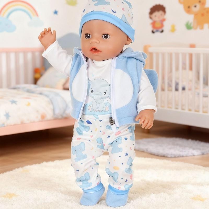 Кукла 18 дюймов Зимняя одежда Мягкий флис Мультяшный костюм Для кукол девочек Легко надевать Детская игра Ткань