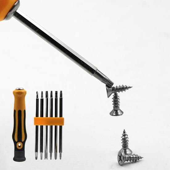 7Pcs/Set Screwdriver Strong Magnetism Non-Slip Workshop Equipment 12-in-1 Multi-Bit Screwdriver Set for Household