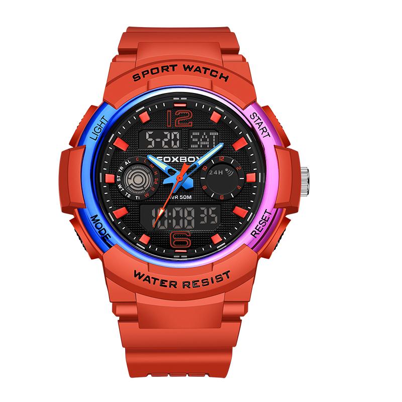 FOXBOX Fashion Men Watch Sport Casual Luminous Waterproof Dual Display Men's Digital Watch