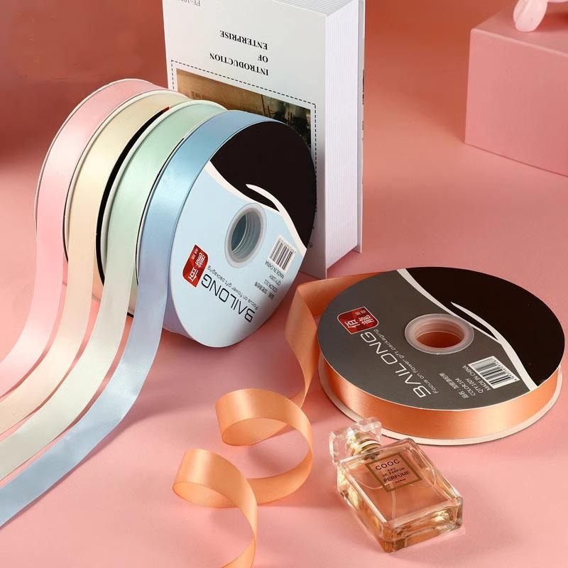 2,5 см Высококачественная однотонная красная шелковая лента для подарков, букетов и упаковки коробок для тортов