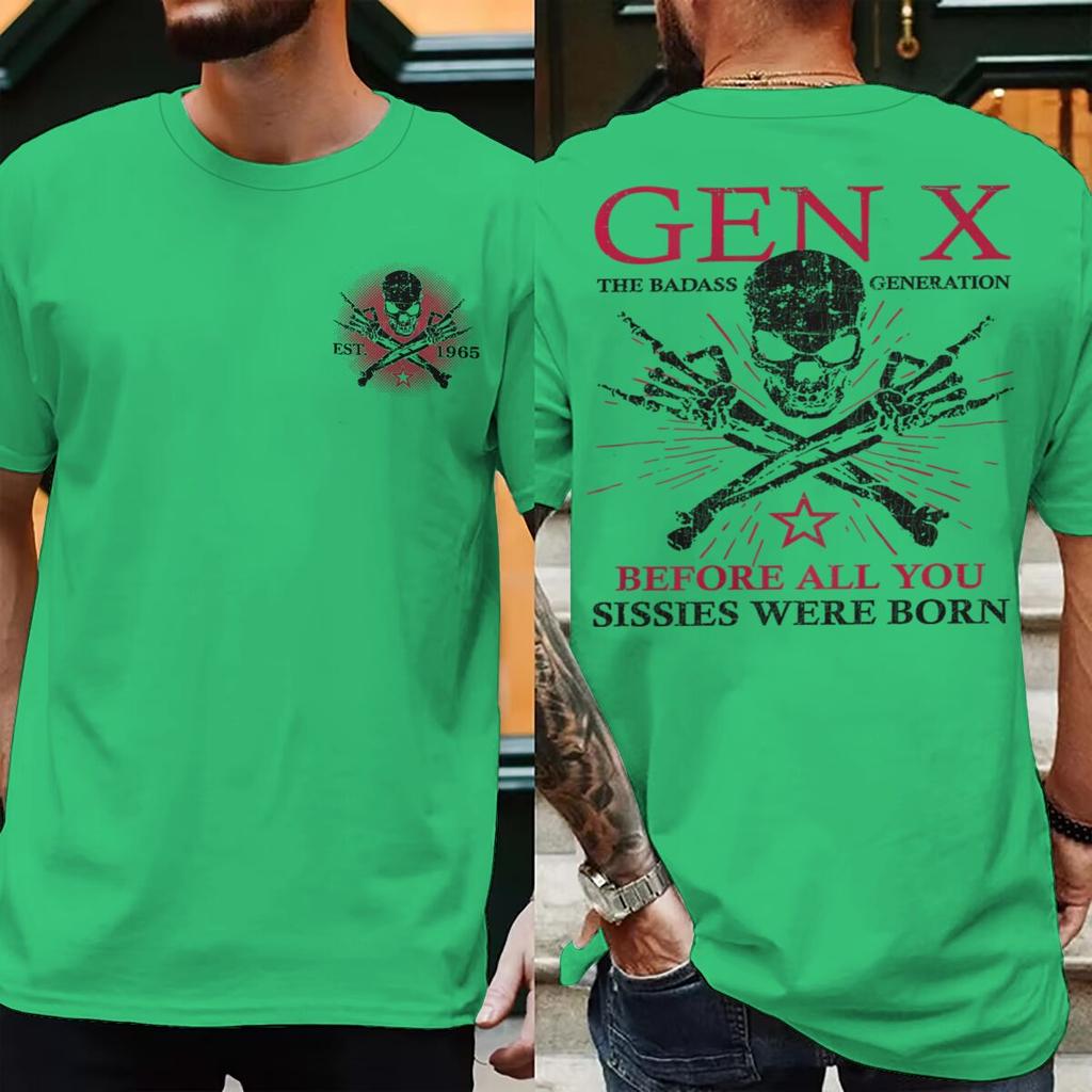 Est 1965 Print Funny Gen X Unisex Unisex Tshirts The Badass Generation Raised By Skulls Streetwear Short Sleeve Ropa Hombre Tshirts