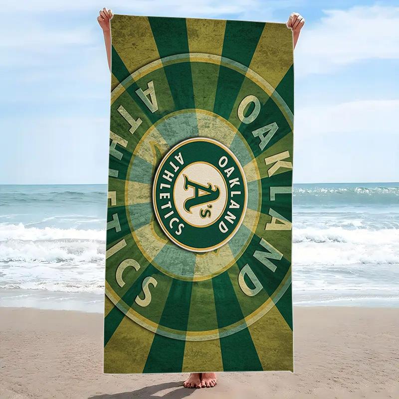 Oakland Athletics Print Beach Towel, Large Soft Quick Dry Towel for Beach Camping Swimming