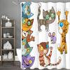 Cartoon Colorful Quirky Cat Shower Curtain, Bathroom Decorative Shower Curtain, Waterproof Shower Curtain with Hooks