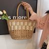 New Fashion Trend Woven Vegetable Basket Portable Shoulder Beach Bag Large Capacity