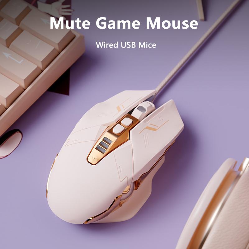 iMICE Wired Game Mouse 4000DPI Seven Keys Mute Button Gaming Mice Cool RGB Lighting Comfortable Hand-Feeling For Office Games