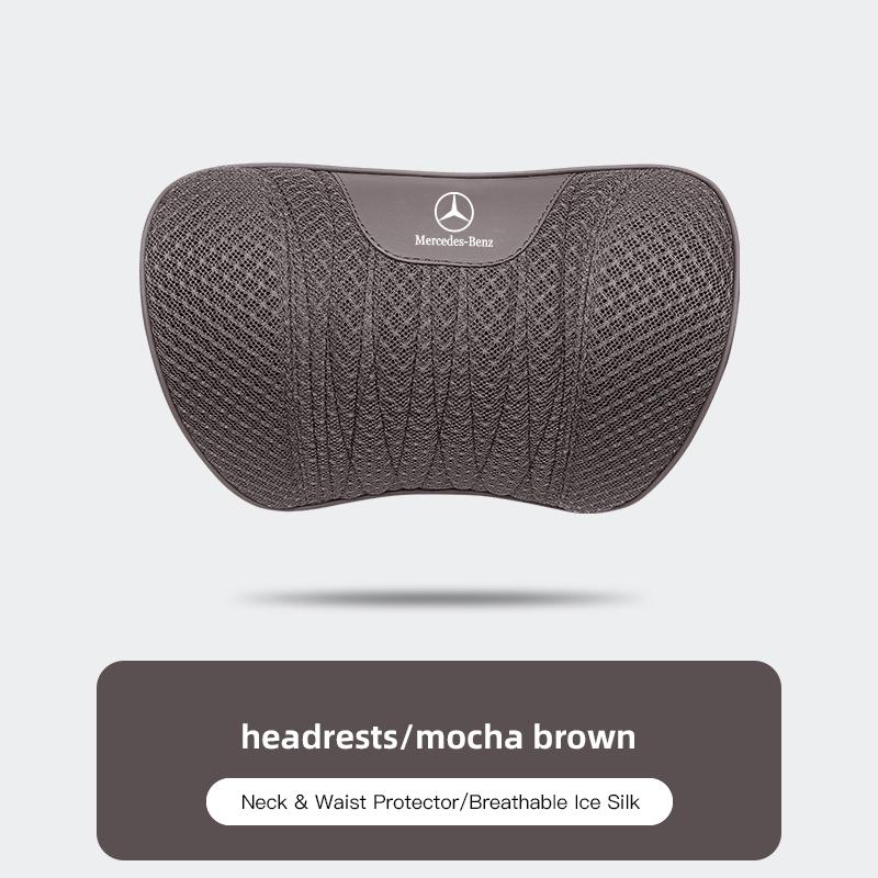 ZQE1 Car Headrest Waist Pillow Seat Cushion Ice Silk Flax Set For Mercedes Benz Smart W205 C300 W203 W206 W108 W124 W126 W140