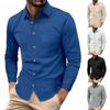 Мужская повседневная свободная рубашка с длинными рукавами, модная рубашка с лацканами, топ