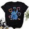 Disney Lilo Stitch Cute Cartoon Print Women T-Shirt Summer Streetwear Short Sleeve T Shirt Fashion Casual Female Clothes Tops