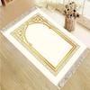 Floral Border Prayer Rug Soft Beige Muslim Prayer Mat for Home and Travel