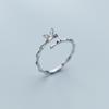 925 Sterling Silver Butterfly Bamboo Slub Zircon Opening Rings Trendy Ring Jewelry for Women Accessories S-R525