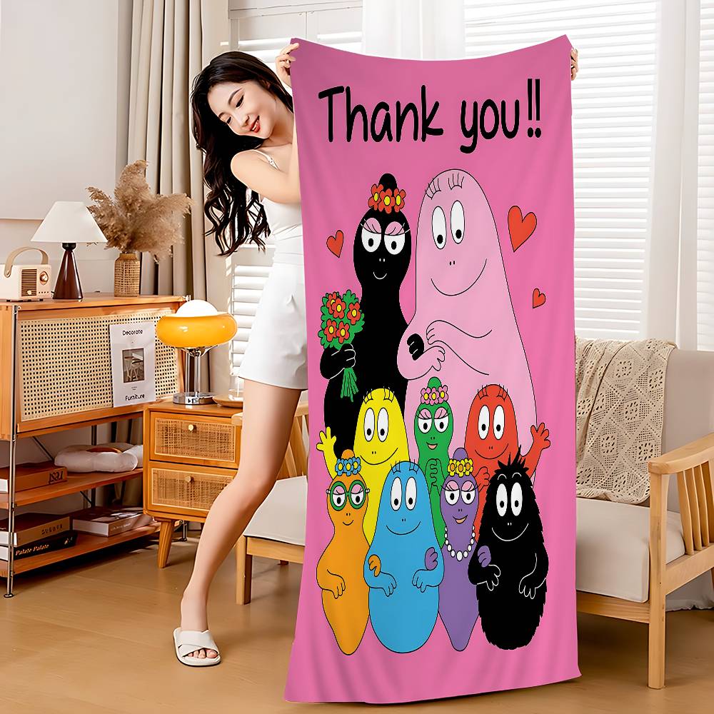 Cartoon B-Barbapapa Anime Beach Swimming Towel Soft Absorbent Washcloth Children's Gifts For Kids Travel Camping Gym