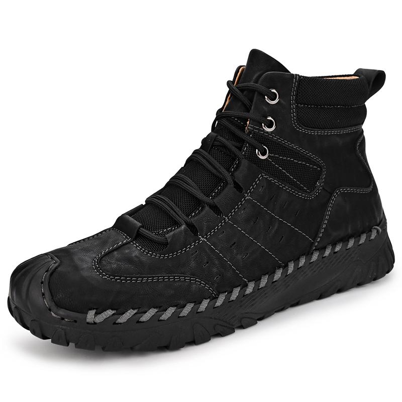 Мужские высокие повседневные туфли на шнуровке из кожи, кроссовки, большие размеры 39-46