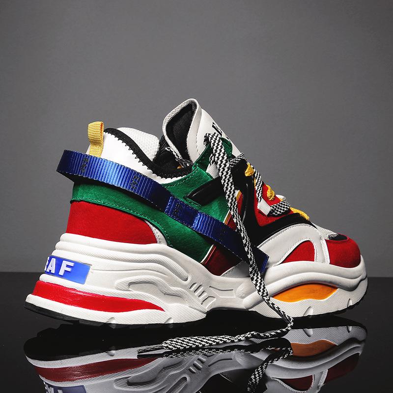 Весенне-осенняя новая пара спортивной и повседневной обуви, дышащая, удобная, увеличивающая рост, многоцветная мужская обувь