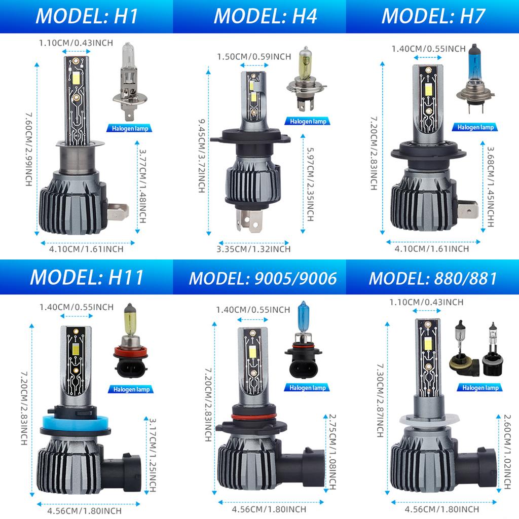 2 шт. Светодиодная лампа H1 H7 9006 HB4 для автомобильной фары Canbus противотуманная фара дневной ходовой свет 32800 лм 90 Вт CSP LED 6000K белый Plug and Play