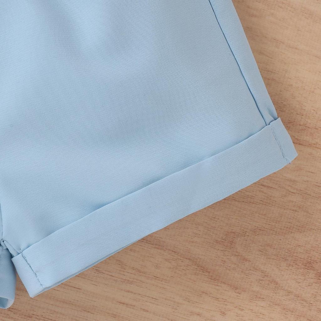 Комплекты летней одежды для маленьких девочек: белые топы в рубчик без рукавов с рюшами + однотонные шорты