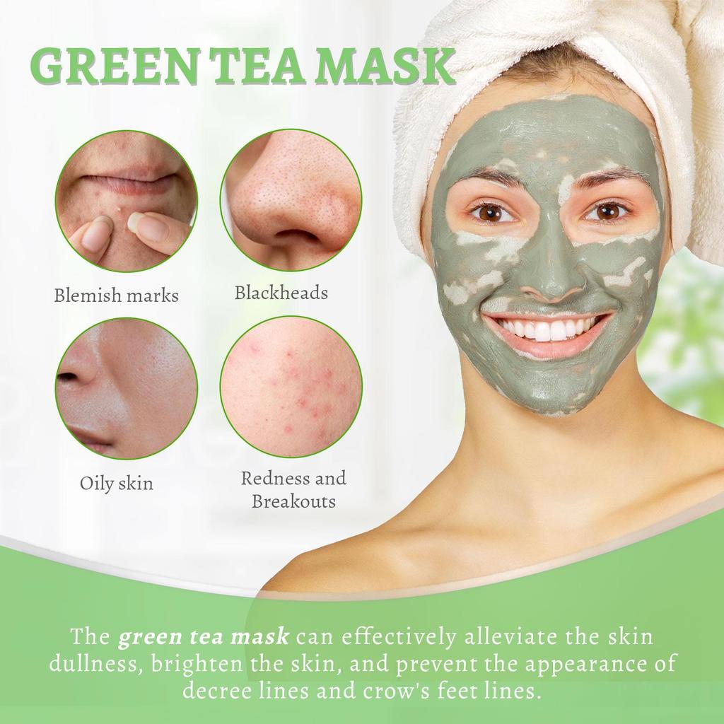 ANAiRUi Green Tea Clay Mask for Face, Pore Minimizer, Blackhead Remover, 120g