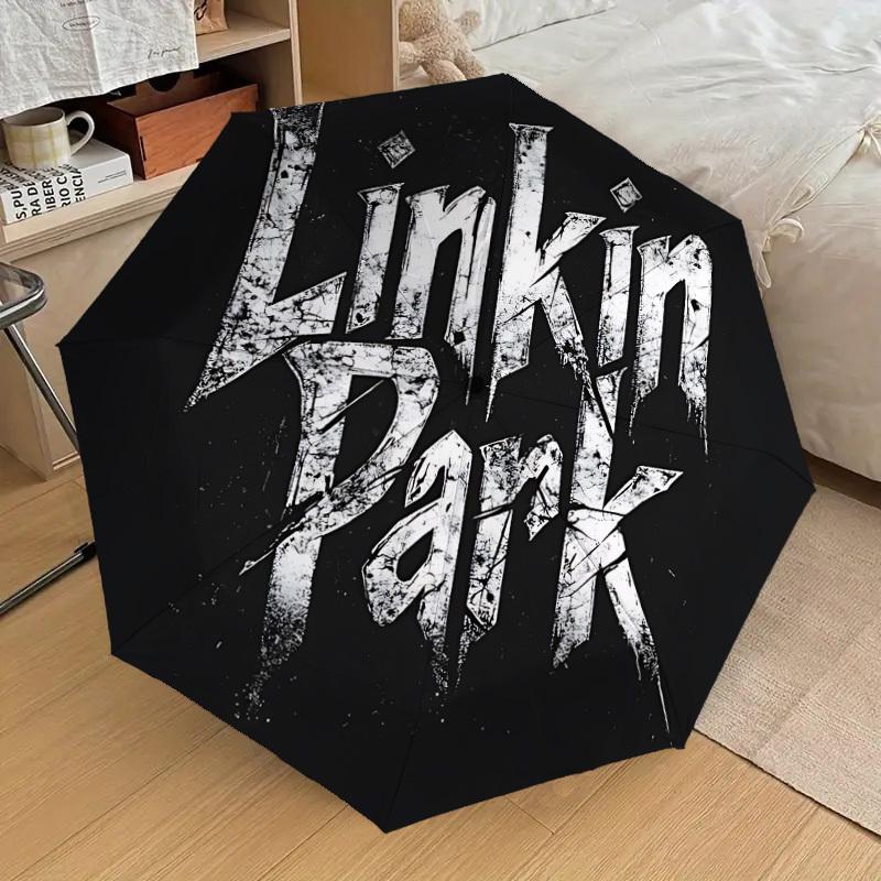 1 шт. Зонт с логотипом группы Linkin Park, автоматическое открытие/закрытие, легкая конструкция для всех, подарки на Хэллоуин и Рождество - Идеально для повседневного использования, официальных мероприятий, вечеринок