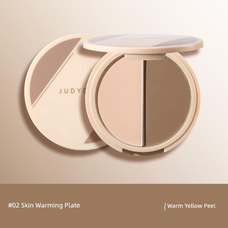 Super Portable! High-Gloss Contouring All-In-One Palette Judydoll Orange Duo Palette for Brightening, Shading, Nose Shadow, and Side Shadow