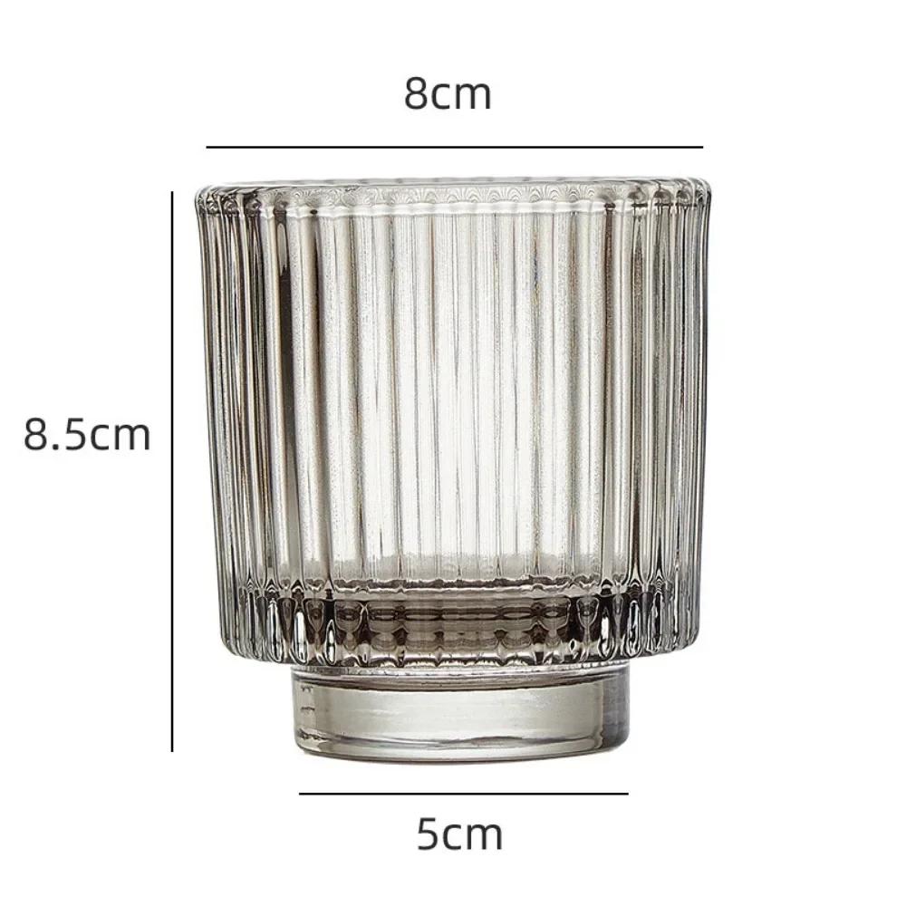 Современный скандинавский стеклянный подсвечник с прозрачной чашей для свечи с вертикальными полосками для центральных элементов, украшения стола для свадьбы, дня рождения