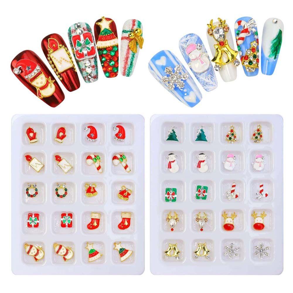 20Pcs/set Nail Supplies Christmas Nail Decorations Christmas Nail Accessories Manicurist