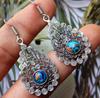Blue Calsilica Gemstone 925 Streling Silver Plated Bohemian Earring Jewelry HT-20