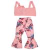 Girl Clothes Set Summer Children Suits Kids Girls Short Sleeve Top Bellbottom Pants SetPink 90cm /