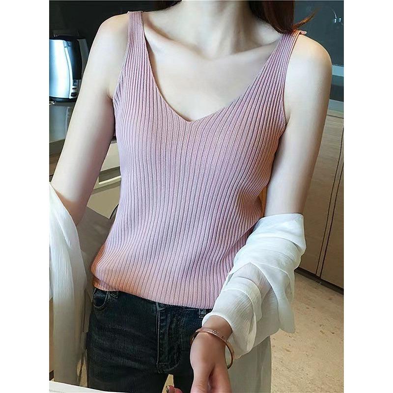 Майка-камисоль женская летняя короткая секция внутри нижней рубашки тонкая универсальная трикотажная блузка из ледяного шелка