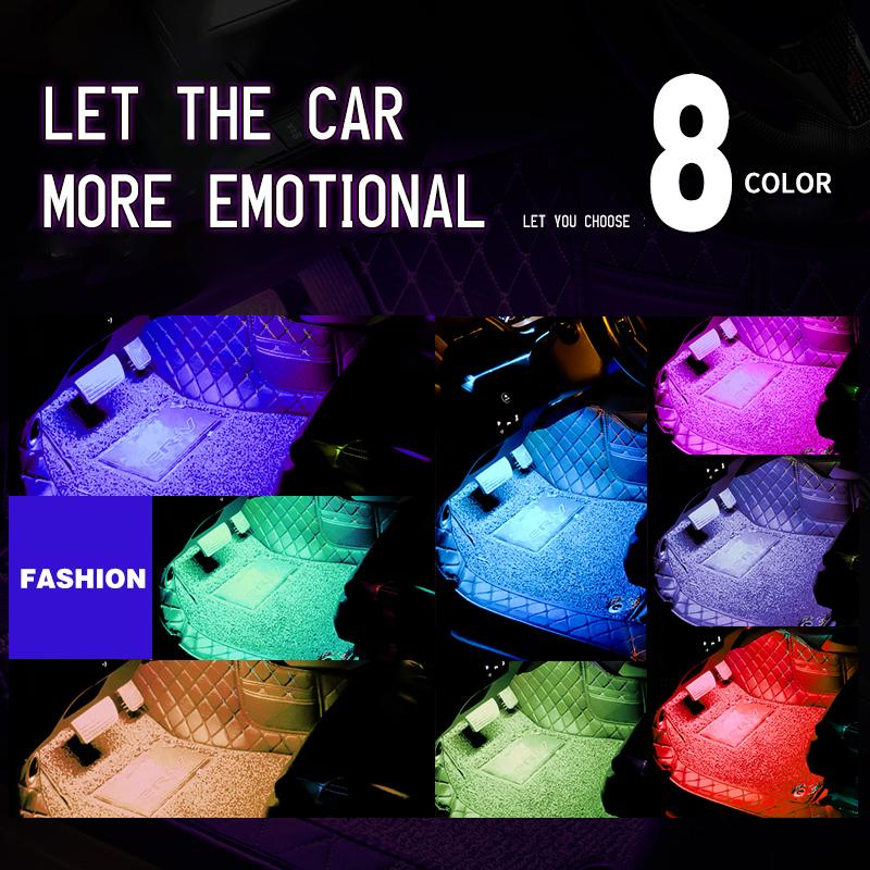 Светодиодная подсветка для ног в салоне автомобиля RGB с беспроводным пультом дистанционного управления через USB, управление музыкой, несколько режимов, декоративная лампа для создания атмосферы