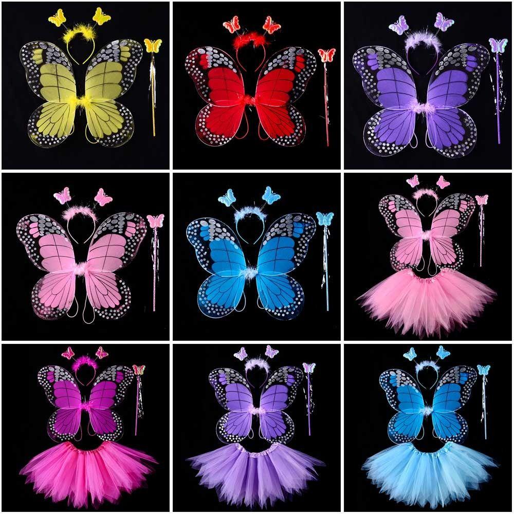 2-8year Children Costume Props Simulation Butterfly Fairy Costume Set Butterfly Skirt Suit  Party