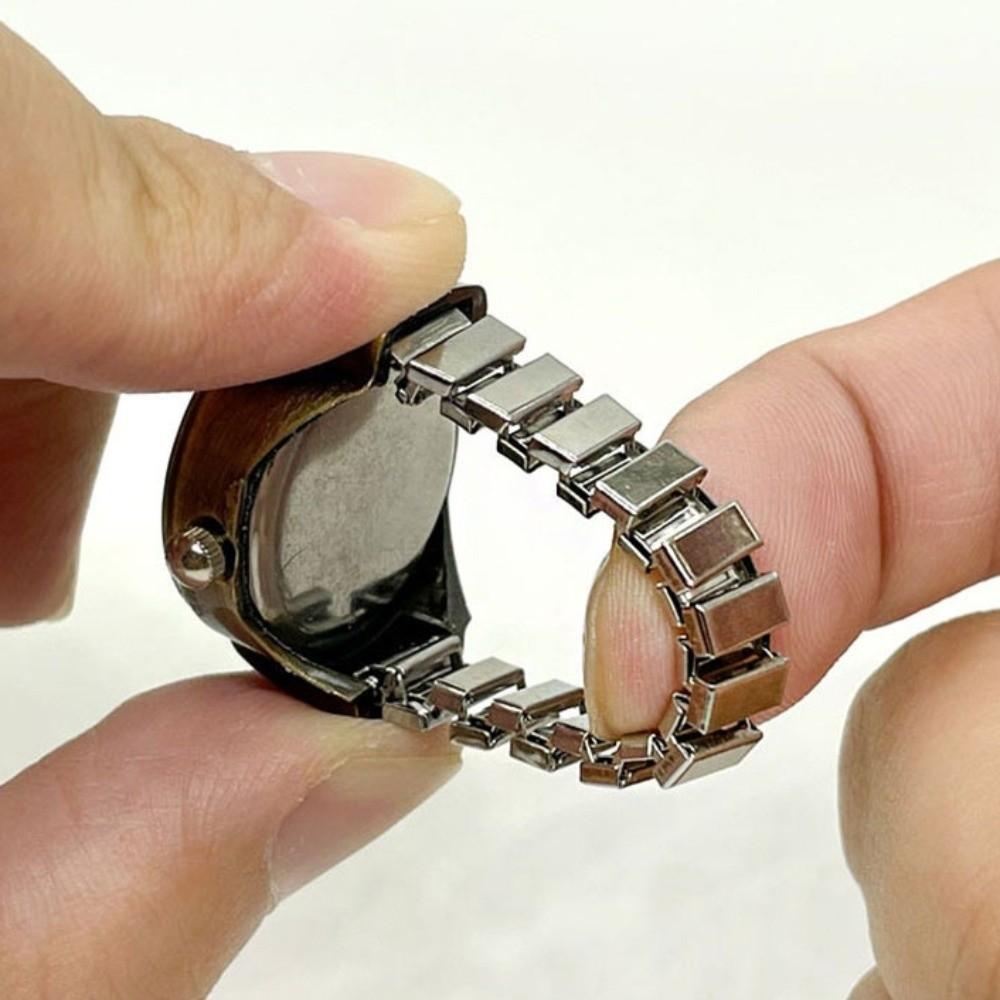 Универсальные винтажные кольцо-часы на палец из сплава в панк-стиле с эластичным ремешком, цифровым дисплеем, кварцевые часы для мужчин и женщин