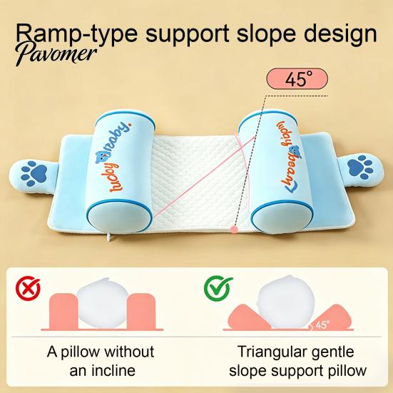 Newborn Sleep Positioner Baby Head Shaping Pillow, Breathable Anti-Flat Crib Pillow with Detachable Cover Adjustable Air Rollers, Ergonomic