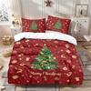 3pcs Christmas Tree Red Printed Coreless Bedding Set Bedroom Dormitory 1 Duvet Cover 2 Pillowcases Machine Washabl