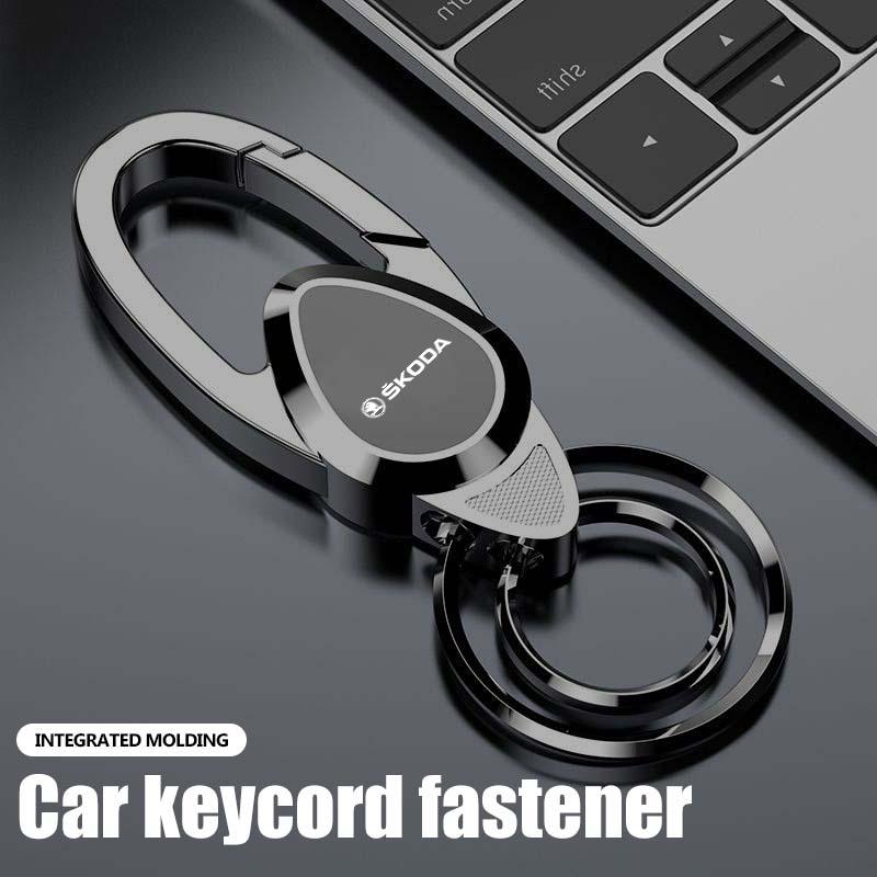 For Skoda Metal Car Key Chain Keyring Pendant Auto Badge Keychain VRS Octavia 1 2 3 Rapid Kodiaq Karoq Fabia Kamiq Superb cwsv60