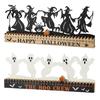 Rustic Wooden Table Decor Halloween Dancing Witch Countdown Ornament, Home Party Accents for Office Centerpiece, Spooky Haunted House Tabletop